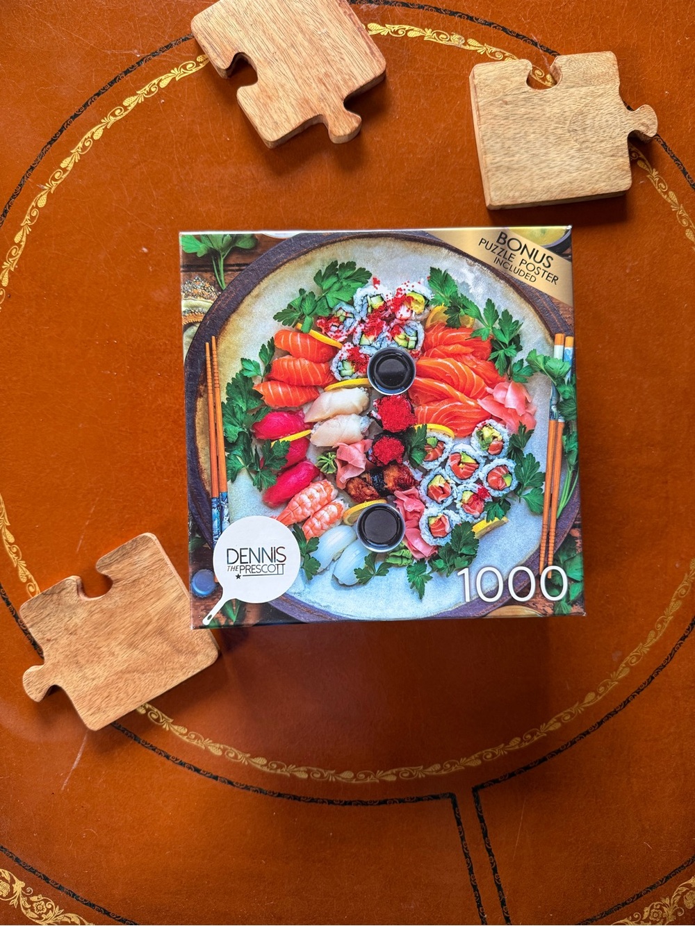 1000-Piece Sushi Puzzle in Vibrant Orange, Red, Green, White, Pink